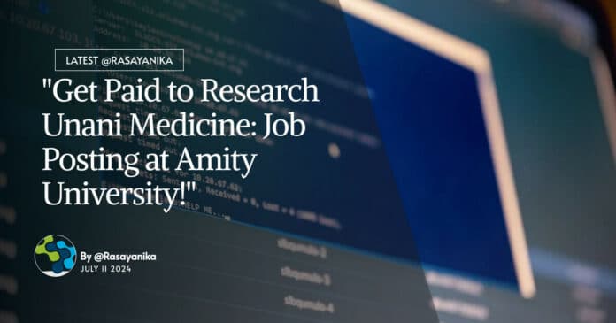 Amity Institute of Pharmacy Research Fellow Job Opening - Apply Online