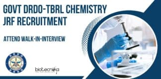 DRDO-TBRL Chemistry JRF Recruitment