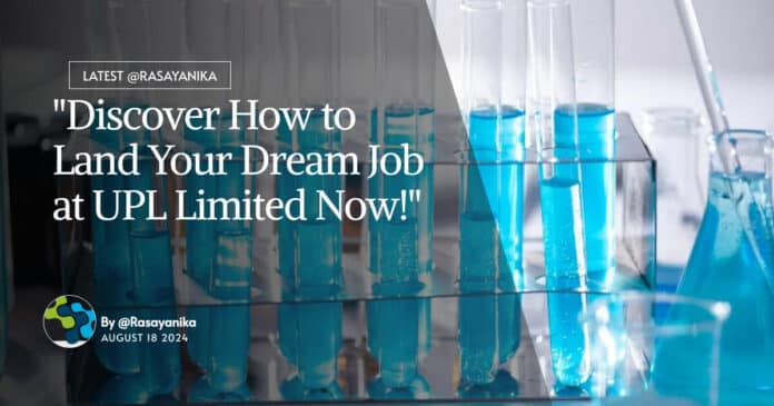 Freshers MSc Chemistry Opening at UPL - Apply Online