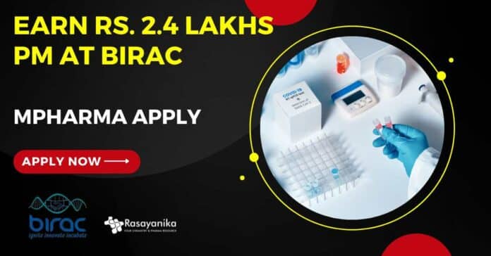 BIRAC MPharma Officer Opportunity