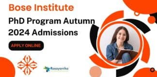 Bose Institute PhD Admissions 2024 Autumn Session