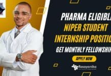 NIPER Student Internship Position