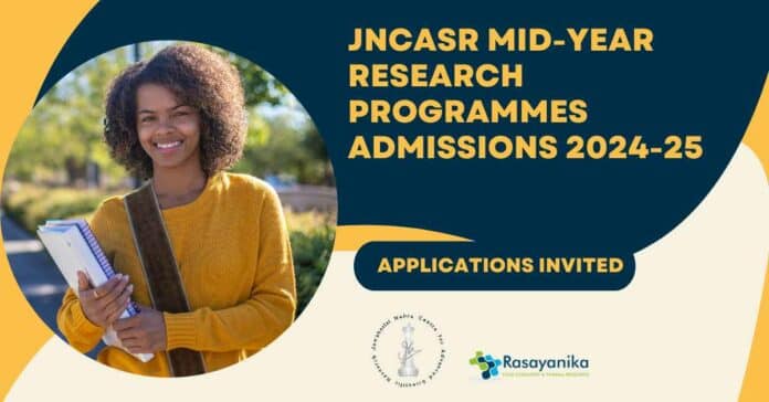 JNCASR Research Programmes Admissions 2024-25