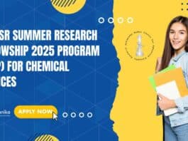 JNCASR Summer Research Fellowship 2025 Program (SRFP) - Chemical Sciences