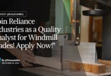"Join Reliance Industries as a Quality Analyst for Windmill Blades! Apply Now!"