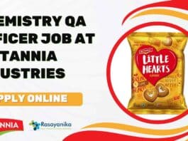 Britannia Industries Chemistry QA Officer Job