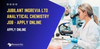 Jubilant Ingrevia Ltd Analytical Chemistry Job - Apply Online