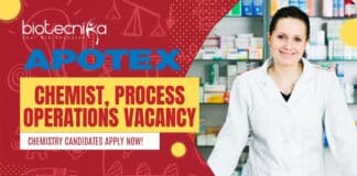 Apotex Chemist, Process Operations Vacancy- Chemistry Candidates Apply Now!