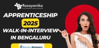 Biocon Biologics Apprenticeship 2025 - Walk-In in Bengaluru