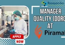 Piramal Manager Quality Job