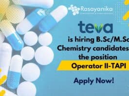 Chemistry jobs at Teva Pharmaceuticals for B.Sc/ M.Sc candidates