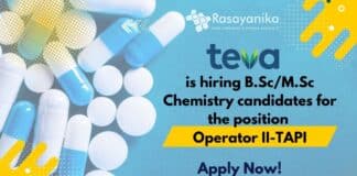 Chemistry jobs at Teva Pharmaceuticals for B.Sc/ M.Sc candidates