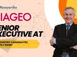 Diageo Senior Executive Job - Chemistry Candidates Apply Now!