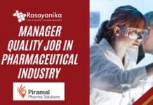 Pirmal Hiring Pharma & Chemistry For Manager Role - Apply Now