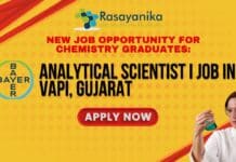 New Job Opportunity for Chemistry Graduates: Bayer Analytical Scientist I Job in Vapi, Gujarat - Apply Now