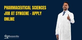 Pharmaceutical Sciences Job at Syngene