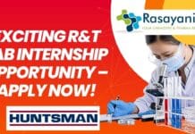 R&T Lab Internship at Huntsman Corporation