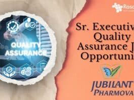Sr. Executive - Quality Assurance Job Opportunity