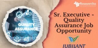 Sr. Executive - Quality Assurance Job Opportunity