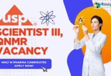 USP Scientist III, QNMR vacancy- MSc/ M Pharma Candidates Apply Now!