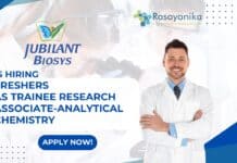 Freshers Research Associate at Jubilant Biosys