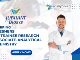 Freshers Research Associate at Jubilant Biosys