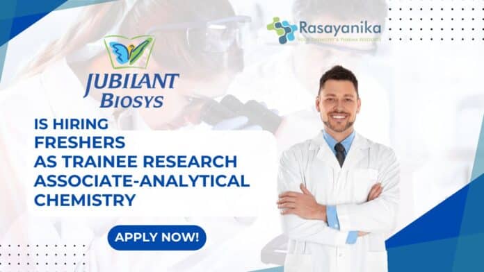 Freshers Research Associate at Jubilant Biosys