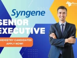 Senior Executive at Syngene- Chemistry Candidates Apply Now!
