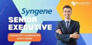 Senior Executive at Syngene- Chemistry Candidates Apply Now!