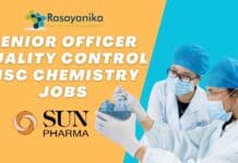 Senior Officer Quality Control MSc Chemistry Jobs