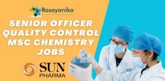 Senior Officer Quality Control MSc Chemistry Jobs