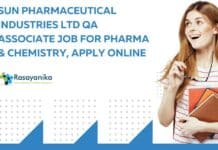 Sun Pharmaceutical QA Associate Job
