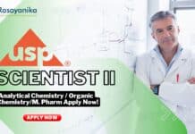 USP Scientist II Job- Analytical Chemistry Organic ChemistryM. Pharm Apply Now!