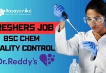 Freshers QC Job at Dr Reddy's