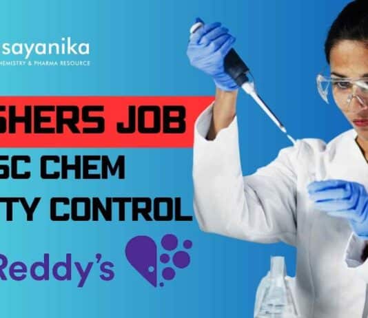 Freshers QC Job at Dr Reddy's