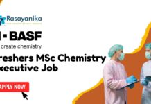 BASF Freshers MSc Chemistry Executive Job, Apply Online