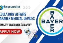 Bayer Hiring: Regulatory Affairs Manager Medical Devices- Chemistry Graduates Can Apply 