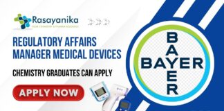 Bayer Hiring: Regulatory Affairs Manager Medical Devices- Chemistry Graduates Can Apply 