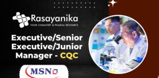 CQC at MSN Laboratories - Executive/ Senior Executive /Junior Manager