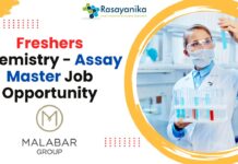 Freshers Chemistry - Assay Master Job Opportunity