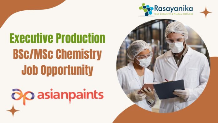 Executive Production BSc/MSc Chemistry Job Opportunity