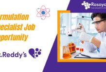 Formulation Specialist Job Opportunity