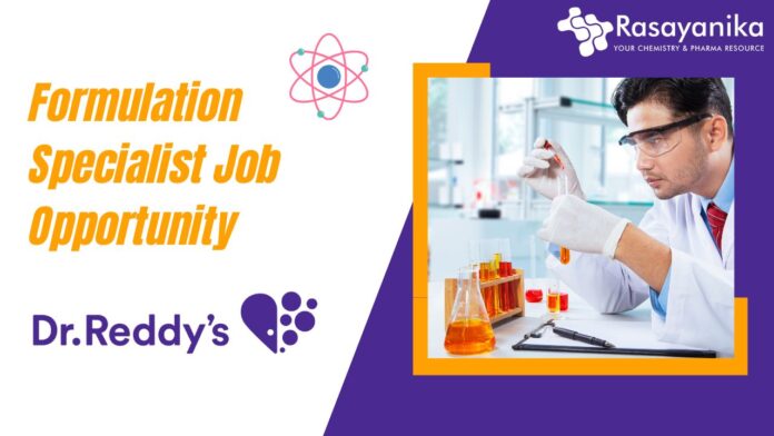 Formulation Specialist Job Opportunity