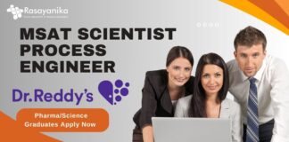 Dr. Reddy's Laboratories Scientist Job Opening - Pharma Apply Online