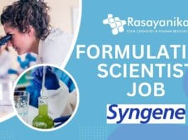 Formulation Scientist Job at Syngene Pharmaceutical R&D