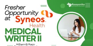 Fresher Opportunity at Syneos Health Medical Writer II -M.PharmB. Pharm Candidates Apply Now!