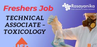 Freshers Job Technical Associate – Toxicology USP Hyderabad