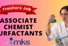Freshers Job – Associate Chemist - Surfactants at MKS (India)