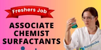 Freshers Job – Associate Chemist - Surfactants at MKS (India)