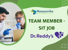 Team Member - SIT Job - at Dr. Reddy’s